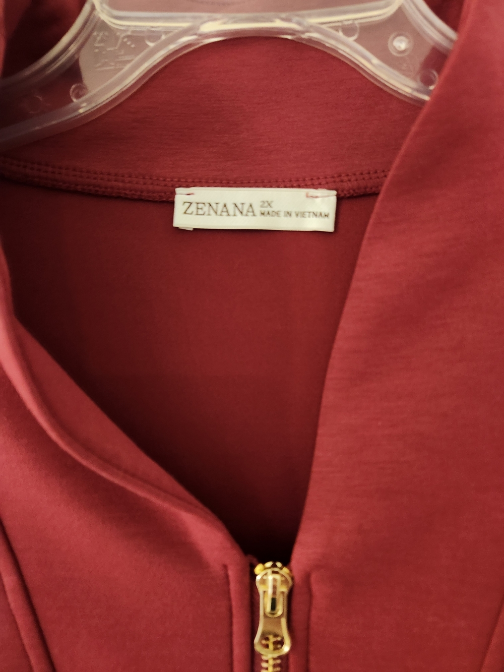 Zenana 2X Burgundy Scuba Half Zip Pullover Oversized Cap Sleeve Top NWOT - Picture 3 of 6